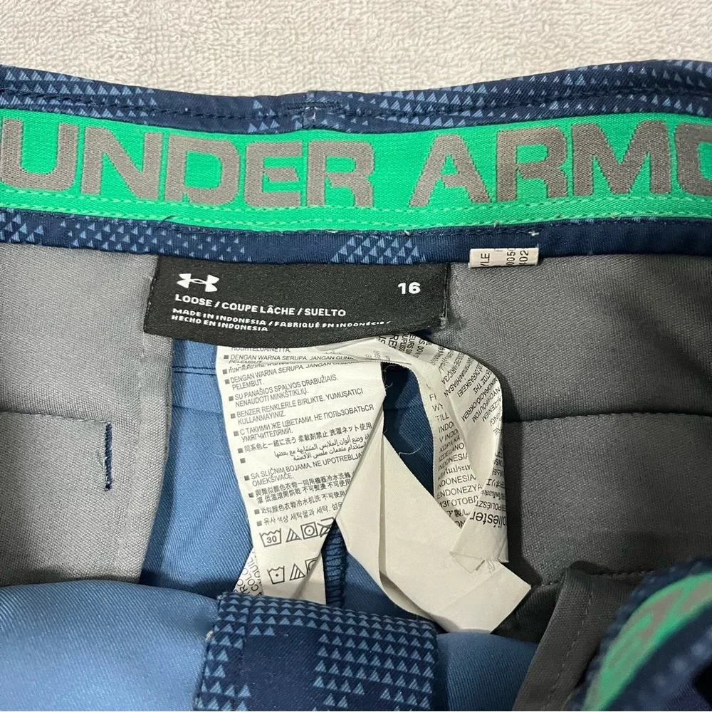 Under Armour Match Play Pants Boys 16 Blue Camoflauge Loose Fit Golf - Picture 6 of 8